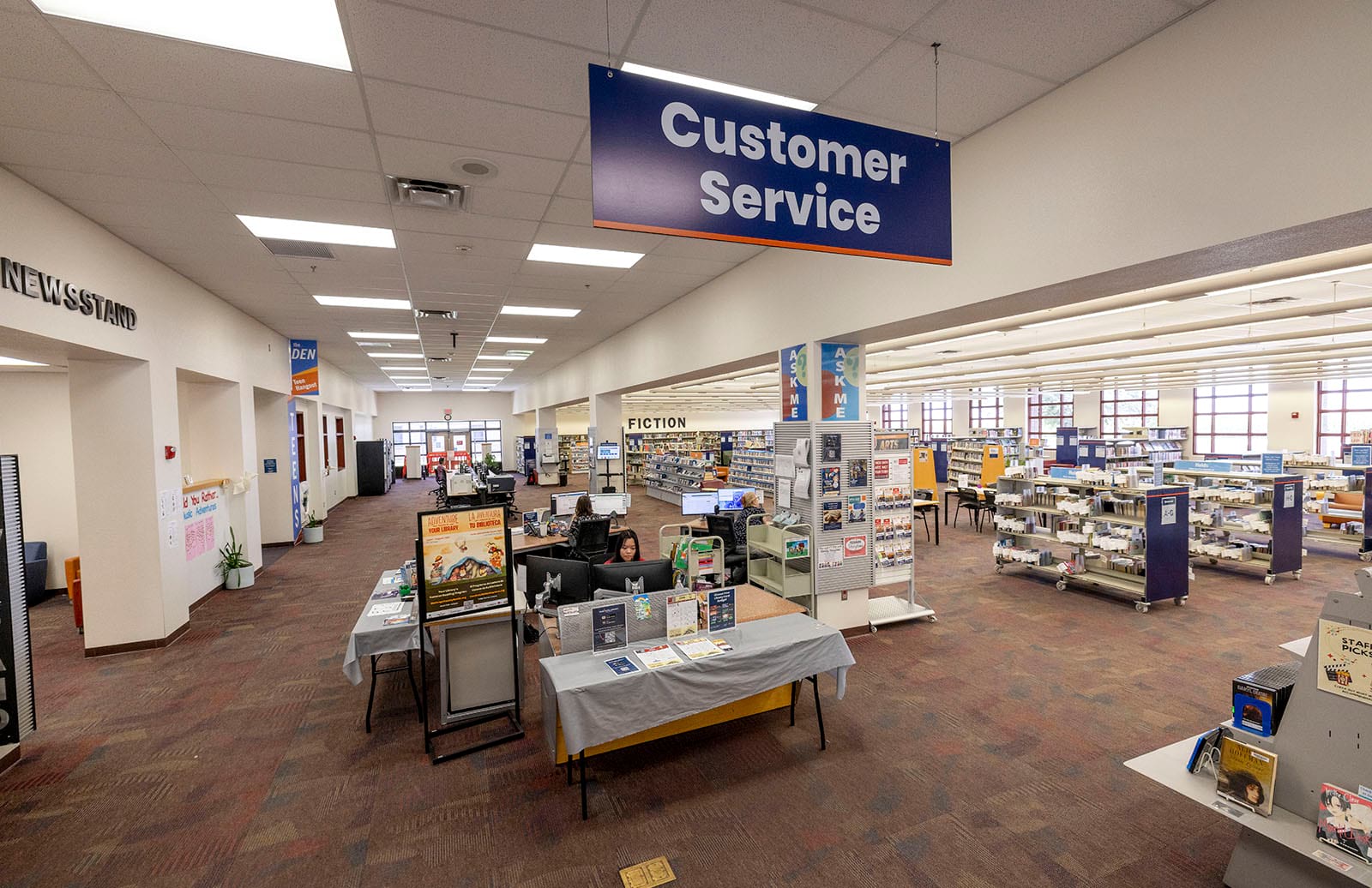 Photo of Perry Library from in front of the Customer Service Desk